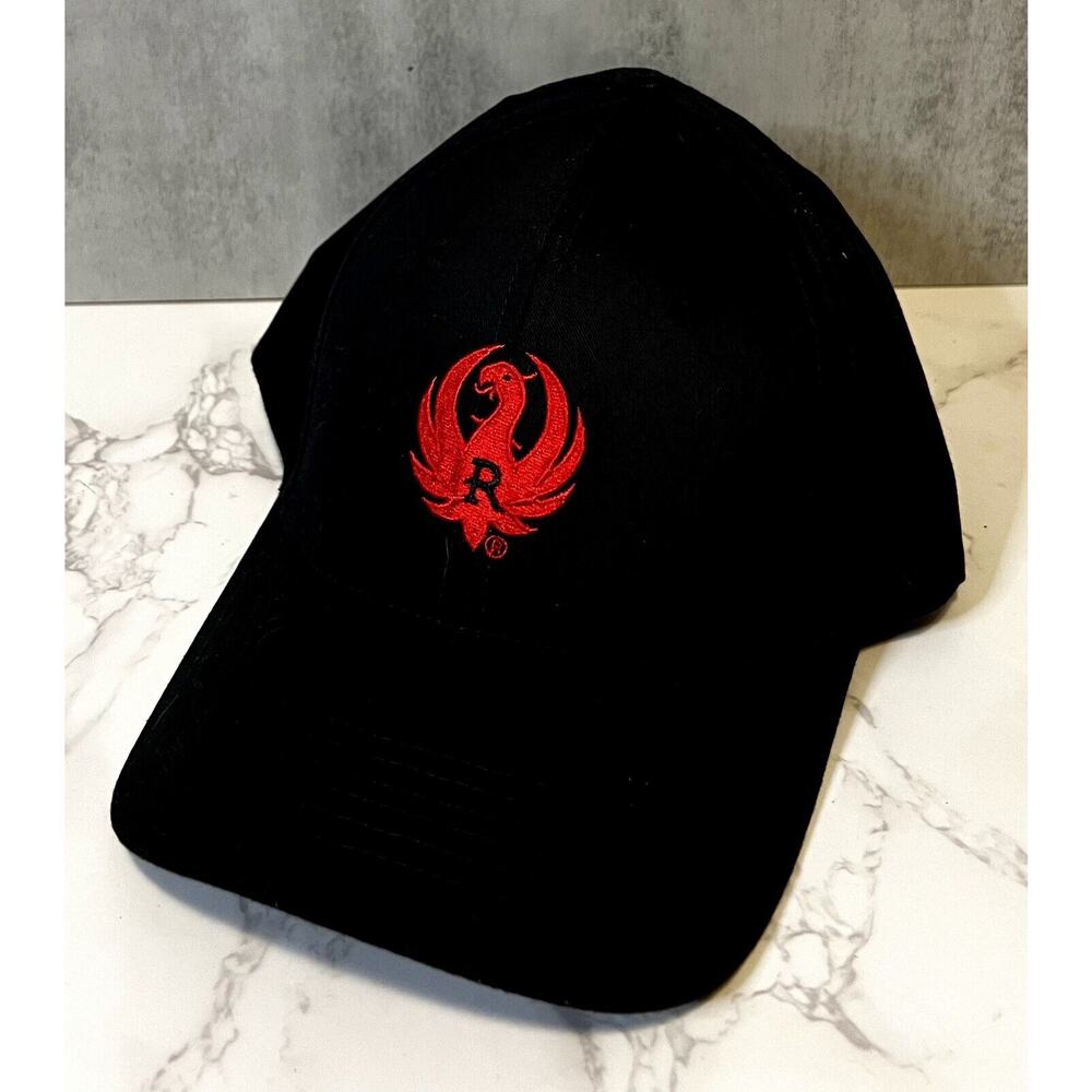 Ruger Firearm Official Licensed Black Hat Red Logo Embroidered Hook & Loop Hat